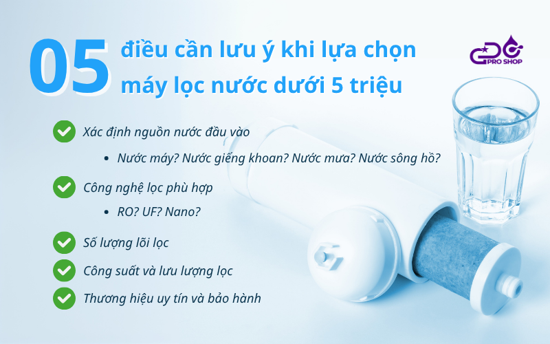 Những tiêu chí lựa chọn máy lọc nước dưới 5 triệu